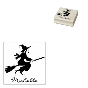 Trendy Personalisiert Name Niedlich Hexe Halloween Gummistempel