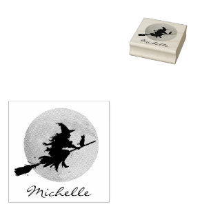 Trendy Personalisiert Name Niedlich Hexe Halloween Gummistempel