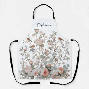Trendy Personalisiert Name Wildblumen & Vögel Schürze