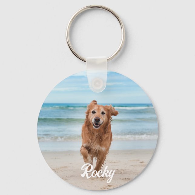 Trendy Personalisiert Pet Foto und Text Dog Lover Schlüsselanhänger (Vorderseite)