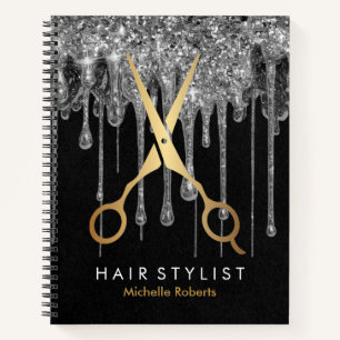 Trendy Personalisiert silber Glitzer Hairstylis Notizbuch