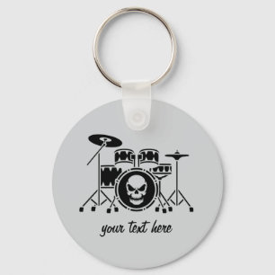 Trendy Personalisiert skull Drum Set Music Drummer Schlüsselanhänger