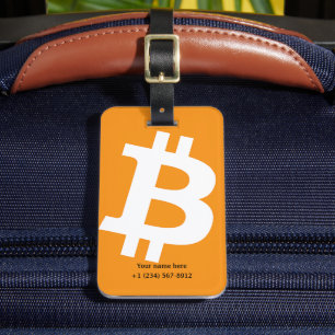 Trendy Personalisiertes Bitcoin Orange Logo Gepäckanhänger