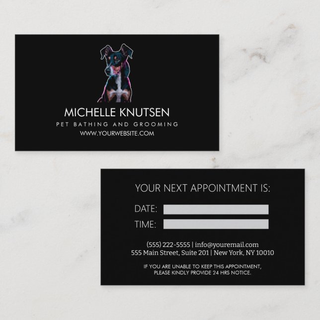 Trendy Pet Bade and Grooming Termin Card Visitenkarte (Vorne/Hinten)