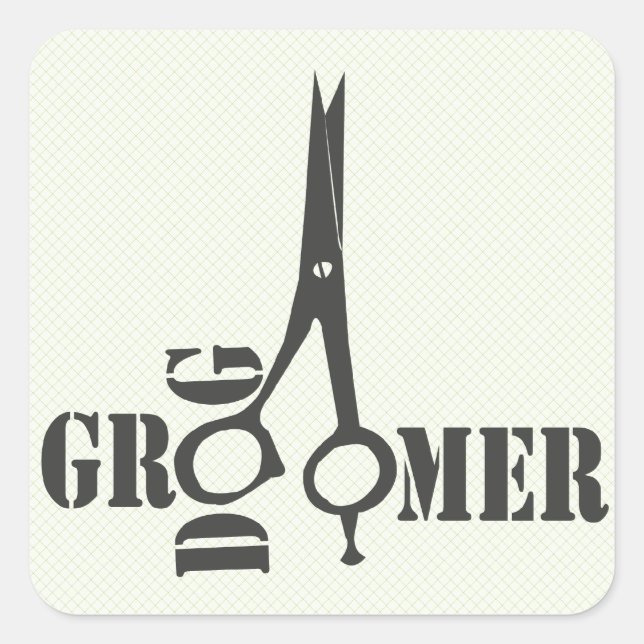 Trendy Pet Stylist Tiersalon Grooming Quadratischer Aufkleber (Vorderseite)