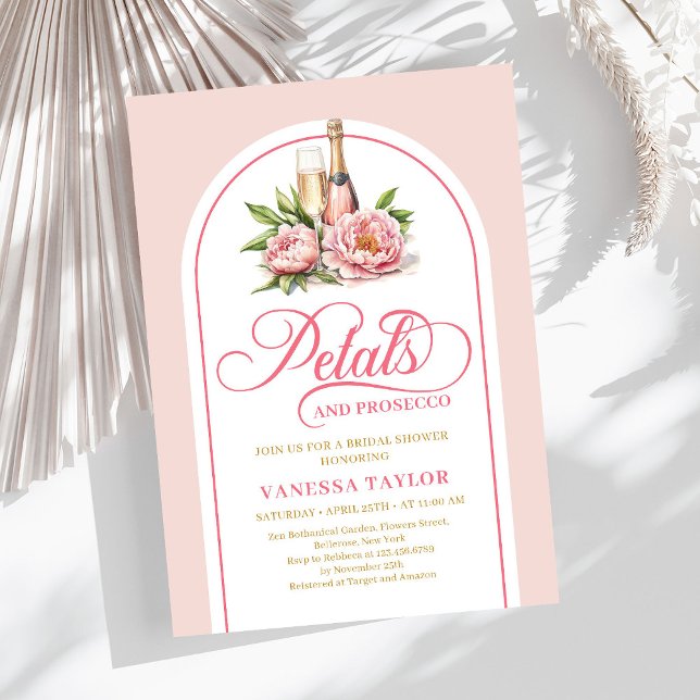 Trendy petals and prosecco blush and gold invite einladung (Trendy petals and prosecco blush and gold invite)