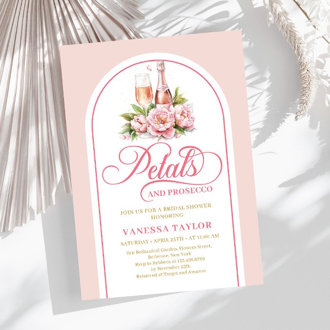 Trendy petals and prosecco blush gold celebration einladung (Trendy petals and prosecco blush gold celebration Invitation)