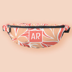 Trendy Pfirsich Moderne Blumendruck-Monogramm-Reis Bauchtasche
