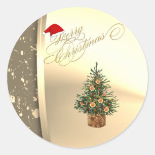 Trendy Pine Tree Orange, Weihnachtsmannmütze, Imit Runder Aufkleber