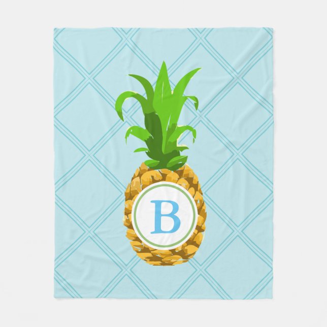 Trendy Pineaple & Initial Letter Fleecedecke (Vorderseite)