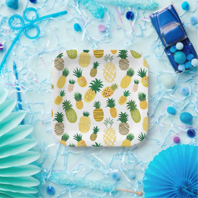 Trendy Pineappel Pattern Pappteller (Party)