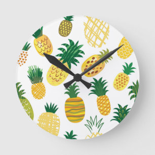Trendy Pineapple Pattern Runde Wanduhr