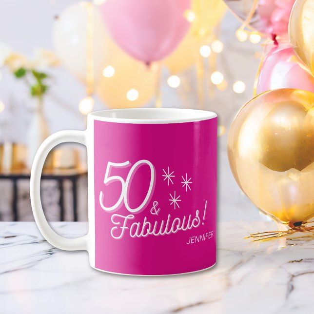 Trendy Pink 50 und prächtig Geburtstag Kaffeetasse (Von Creator hochgeladen)