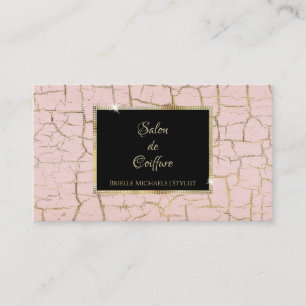 Trendy Pink and Gold Crackled Paint Hair Salon Visitenkarte