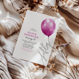 Trendy Pink Balloon 50. Geburtstag Einladung