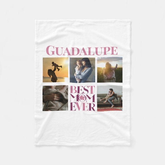 Trendy Pink Beste Mama je Fotolage Fleecedecke (Vorderseite)