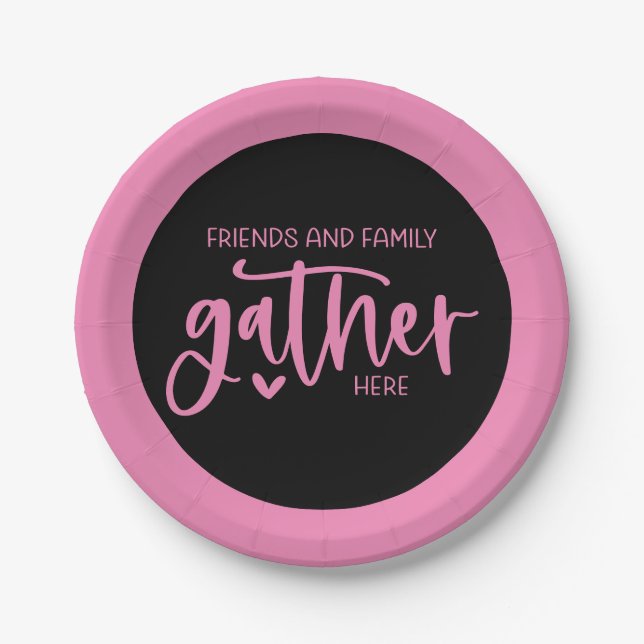 Trendy Pink Black Friends Familienangebot Pappteller (Vorderseite)