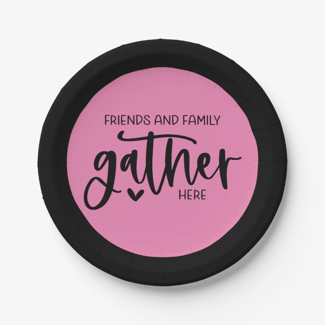 Trendy Pink Black Friends Familienangebot Pappteller (Vorderseite)