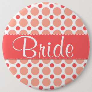Trendy Pink & Coral Polka Dots Button