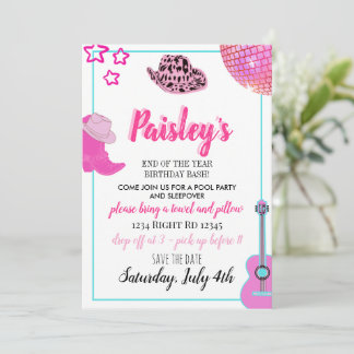 Trendy Pink Cowgirl Birthday Einladung