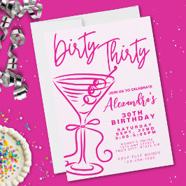Trendy Pink Dirty 30. Geburtstag Einladung