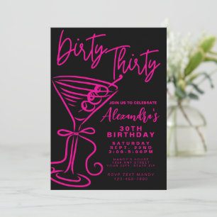 Trendy Pink Dirty 30. Geburtstag Einladung