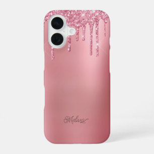 Trendy Pink Driving Glitzer iPhone 16 Hülle