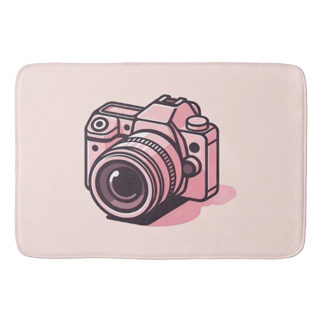 Trendy Pink DSLR-Kamera Fotografie Personalisiert Badematte (Vorderseite)