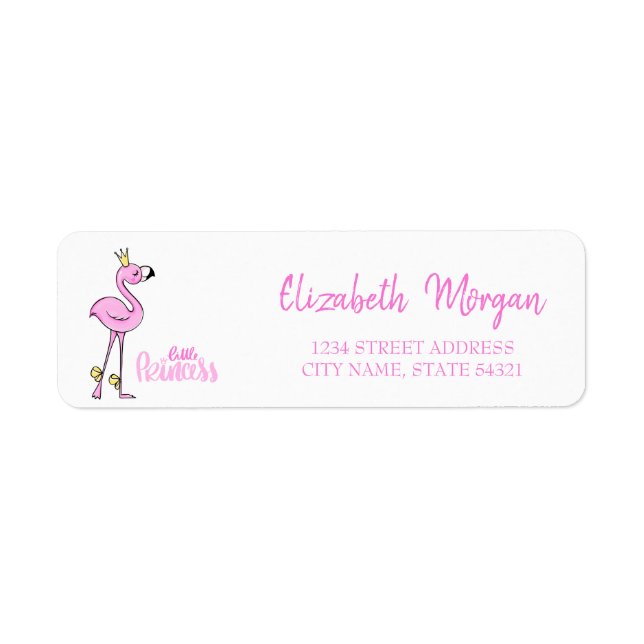 Trendy Pink Flamingo, Little Princess Address Labe (Vorne)