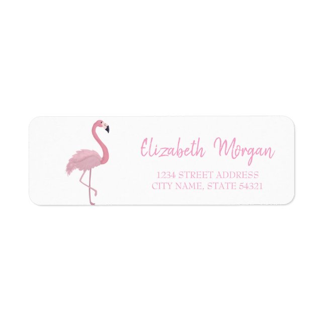 Trendy Pink Flamingo, White Address Label (Vorne)