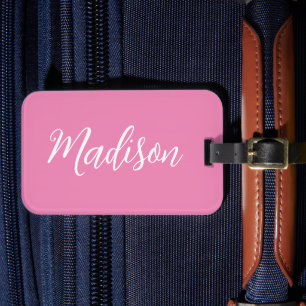 Trendy Pink Girls Name Handgeschriebenes Skript be Gepäckanhänger