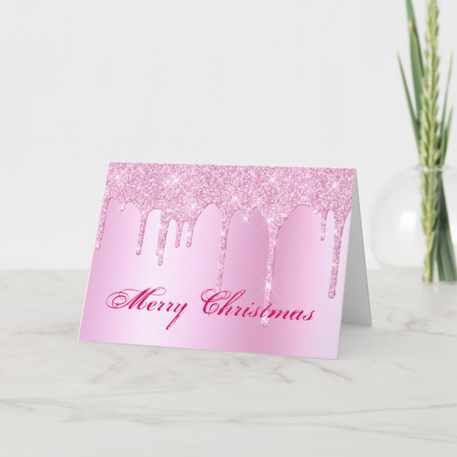Trendy Pink Glitzer Tropfen Grafische Weihnachten (Vorderseite)