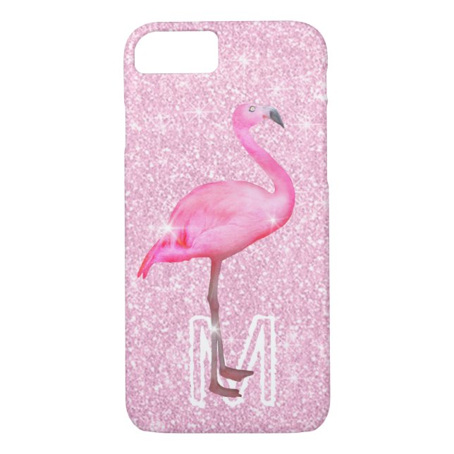 Trendy Pink Glitzer Tropical Flamingo Moderne Case-Mate iPhone Hülle (Rückseite)