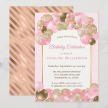 Trendy Pink Gold Balloons Geburtstag
