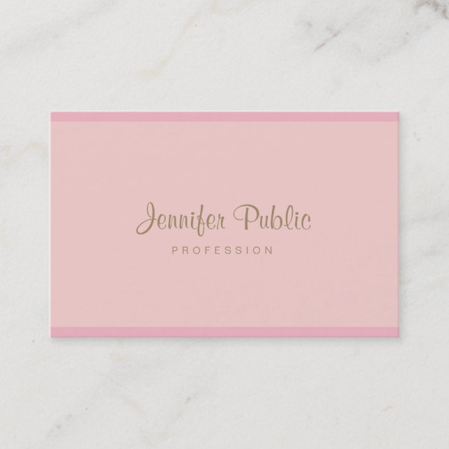 Trendy Pink Gold Handschrift Moderne Elegante Schl Visitenkarte (Vorderseite)