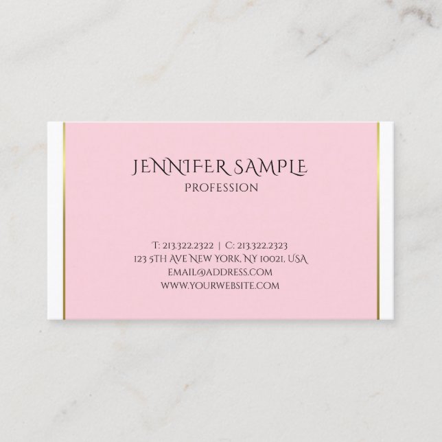 Trendy Pink Gold Modish Anspruchsvoller Schlichter Visitenkarte (Vorderseite)