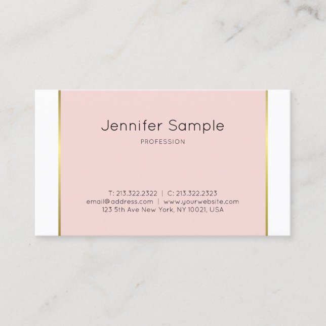 Trendy Pink Gold White Elegant Grafik Design Visitenkarte (Vorderseite)