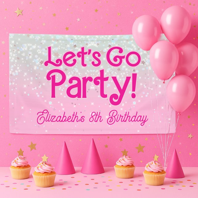 Trendy Pink Let's Go Party Geburtstag Banner (Trendy Pink Let's Go Party Birthday Banner)