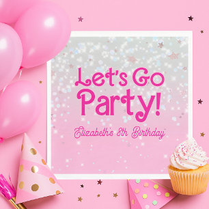 Trendy Pink Let's Go Party Geburtstag Serviette