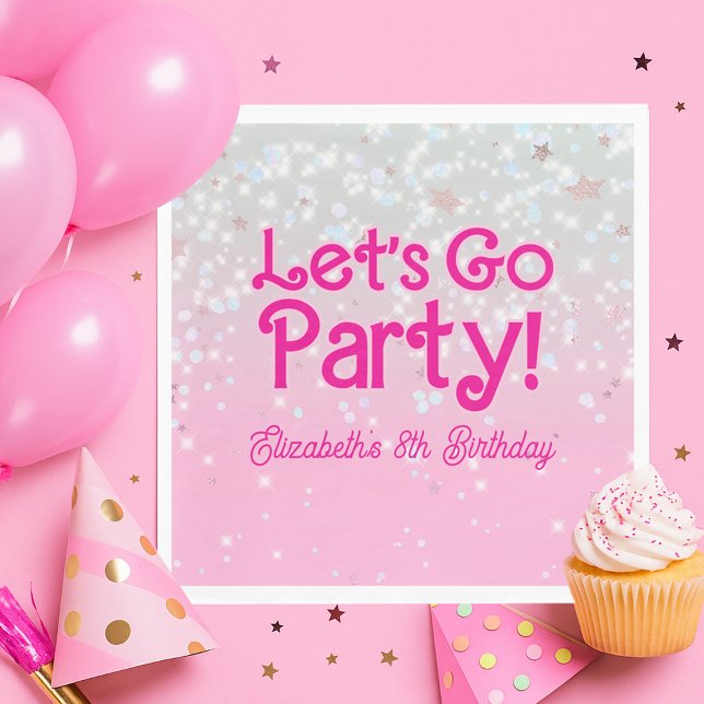Trendy Pink Let's Go Party Geburtstag Serviette (Trendy Pink Let's Go Party Birthday Napkins)