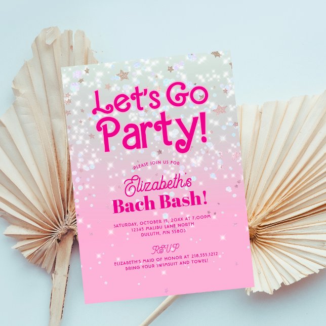 Trendy Pink Let's Go Party Junggeselinnen-Abschied Einladung (Von Creator hochgeladen)