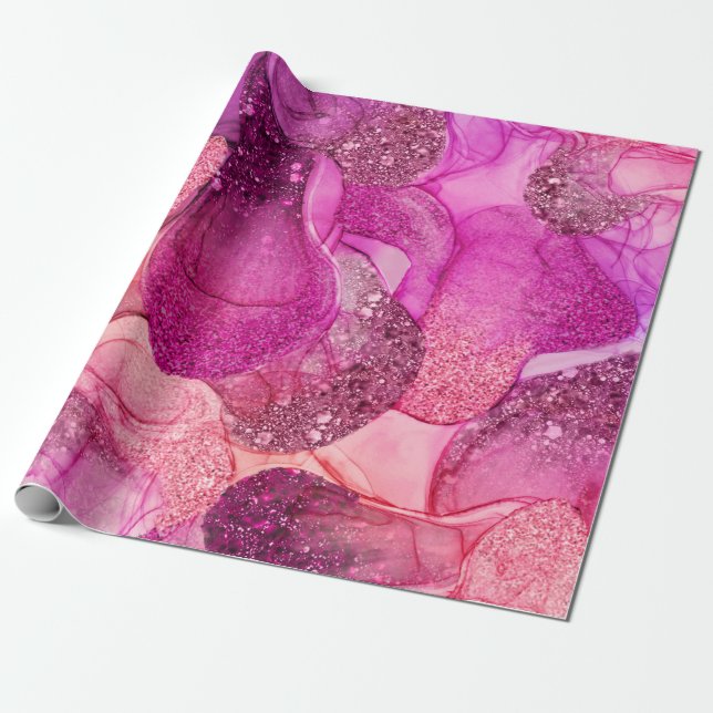 Trendy Pink lila Marmorgestaltung Geschenkpapier (Ungerollt)