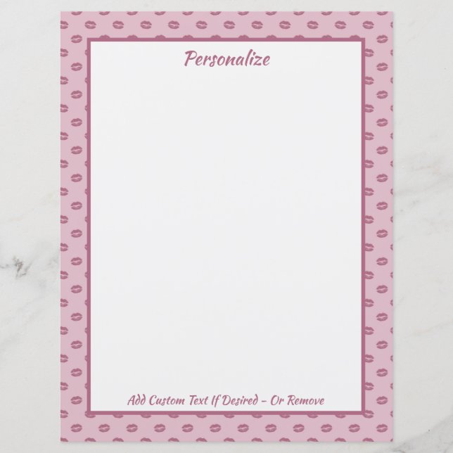 Trendy Pink Lip Kisses Pattern Personalisiert (Vorderseite)