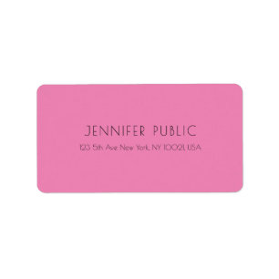 Trendy Pink Modern Simple Elegant Template Adressaufkleber