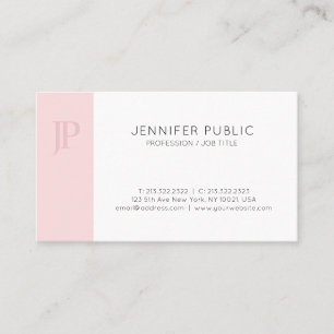 Trendy Pink Monogram Creative Sleek Design Schlich Visitenkarte
