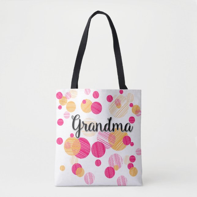 Trendy Pink Polka-Dot Oma Muster Tasche (Vorderseite)