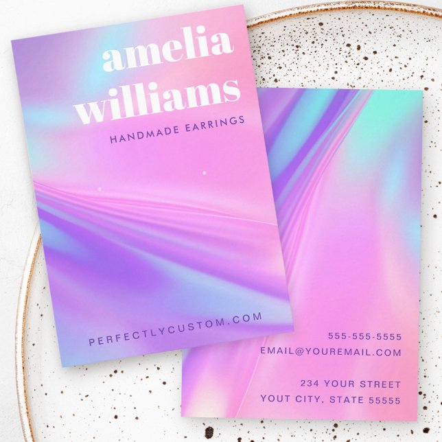 Trendy pink purple gradient earring display card visitenkarte (Trendy pink purple gradient earring display card)