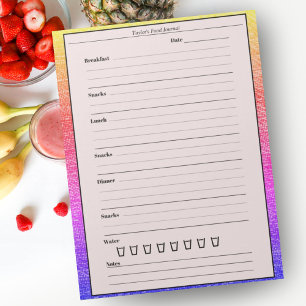 Trendy Pink Rainbow Food Journal Tägliches Tagebuc Notizblock
