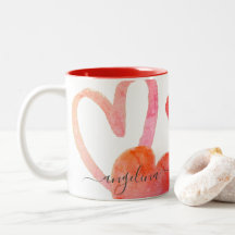 Trendy Pink & Red Hearts Monogram Valentines Two-T