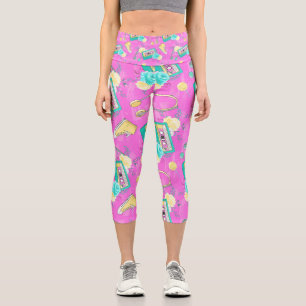 Trendy Pink Reto 80er Capri Leggings